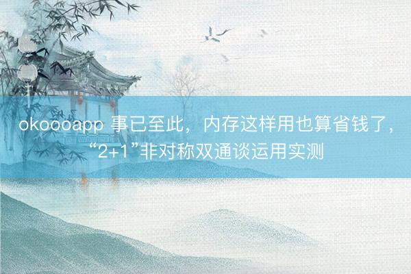okoooapp 事已至此，内存这样用也算省钱了，“2+1”非对称双通谈运用实测